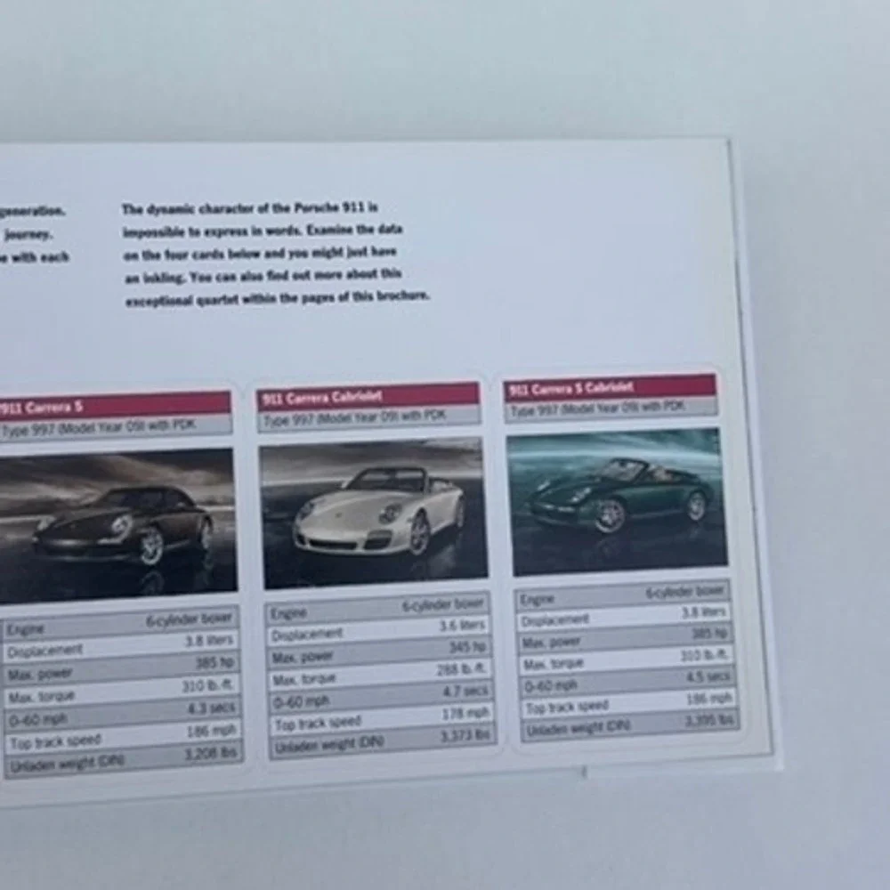 Porsche 911 Carrera Type 997 To The Core Hardcover Sales Brochure 2009 Book
